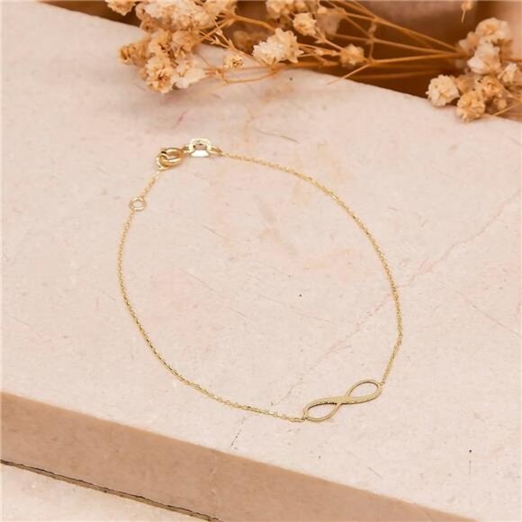 9ct Yellow Gold Infinity Bracelet Adjustable Womens Gold Jewelry Gift for Her - Picture 2 of 7
